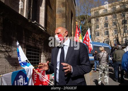 Roma, Italia. 30 Marzo 2021. Fabio Rampelli, Vice Presidente della Camera dei deputati (Foto di Matteo Nardone/Pacific Press) Credit: Pacific Press Media Production Corp./Alamy Live News Foto Stock