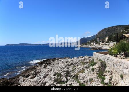 Cap d'Ail, Costa Azzurra, Costa Azzurra, Mediterraneo, Provenza, Francia, Europa Foto Stock