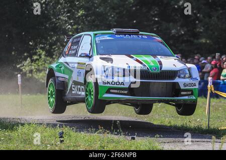 02 KOPECKY Jan (CZE) DRESLER Pavel (CZE) Skoda Fabia R5 azione durante il Campionato europeo Rally 2017 ERC Barum rally, dal 25 al 27 agosto, a Zlin, Repubblica Ceca - Foto Jorge Cunha / DPPI Foto Stock
