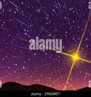 Bella stella traccia immagine durante la notte Foto Stock