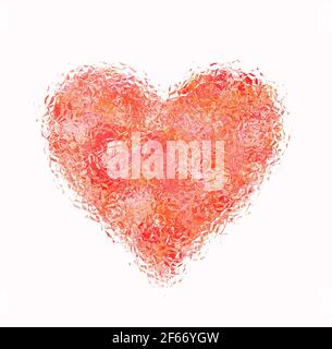 cuore rosso di vetro su sfondi bianchi Foto Stock