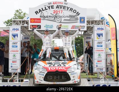 BONATO Yoann BOULLOUD Benjamin, Citroën DS3, podio ambiance durante il 2017 rallye du Rouergue, il 9 luglio, Rodez, Francia - Foto Gregory Lenenmand / DPPI Foto Stock