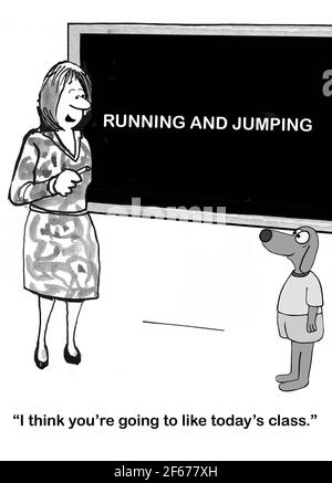 L'insegnante sta facendo una sessione di classe sulle abilità del cane. Foto Stock