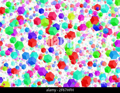 forme di cubo multicolore sfondo in una disposizione caotica Foto Stock