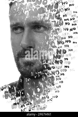 Un ritratto di un uomo in negazione Foto Stock