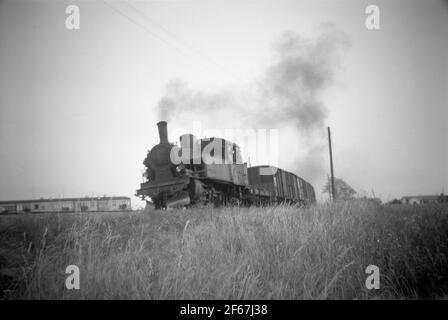 Le ferrovie dello stato, il treno merci SJ arriva a Vadstena. Foto Stock