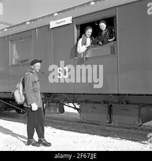 Le ferrovie dello stato, SJ treno invernale casa a Storlien. Foto Stock