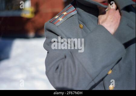 Stelle sulla tracolla di un colonnello dell'esercito sovietico, DOF poco profondo Foto Stock