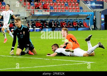 SZEKESFEHERVAR, UNGHERIA - MARZO 30: Festeggia Dani de WIT dei Paesi Bassi U21 durante la partita di campionato UEFA Under 21 Euro Group Stage between Foto Stock