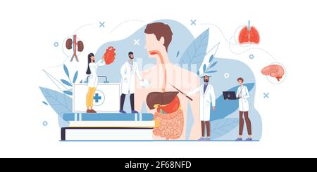Cartoni animati piatto carattere medici al lavoro concetto di illustrazione vettoriale Illustrazione Vettoriale