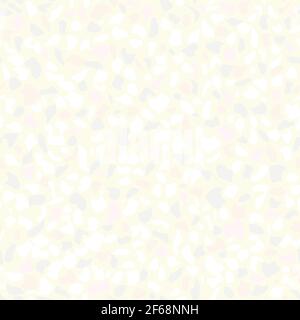 Modello di terrazzo vettoriale senza giunture. Pavimento in marmo a mosaico con pietre naturali, granito, calcestruzzo, quarzo. Sfondo giallo, bianco, arancione, patatine rosa Illustrazione Vettoriale