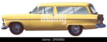 1955 Yellow Ford Ranch Station Wagon Foto Stock