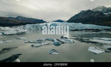 Vista aerea della Matanuska Glacier state Recreation Area in Alaska. Foto di alta qualità Foto Stock