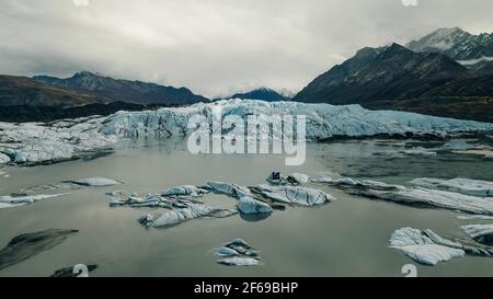 Vista aerea della Matanuska Glacier state Recreation Area in Alaska. Foto di alta qualità Foto Stock