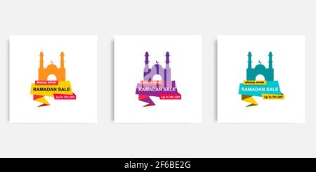 Set di elementi di vendita Ramadan minimal moderno per la pubblicità promozionale banner. Illustrazione Vettoriale