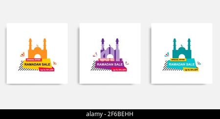 Set di elementi di vendita Ramadan minimal moderno per la pubblicità promozionale banner. Illustrazione Vettoriale