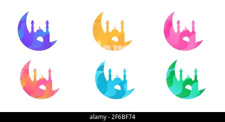 Set di elementi di vendita Ramadan minimal moderno per la pubblicità promozionale banner. Illustrazione Vettoriale