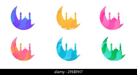Set di elementi di vendita Ramadan minimal moderno per la pubblicità promozionale banner. Illustrazione Vettoriale