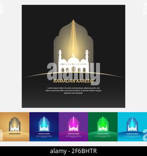 Grafica moderna di lusso islamica quadro modello sfondo cartolina. Social media e modello banner design per Ramadan, al-Adha e al-Fitr. Illustrazione Vettoriale