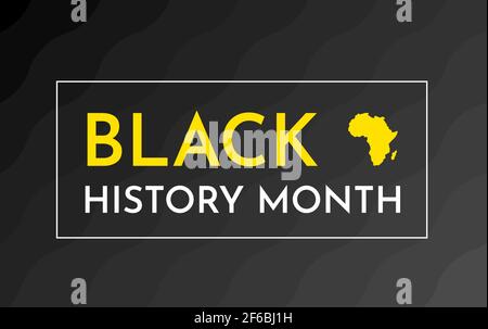Illustrazione vettoriale con modello rettangolare. Testo in giallo e bianco - mese della storia del nero festeggiando negli Stati Uniti. Illustrazione Vettoriale