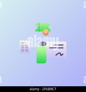 controlla la collezione di icone di pagamento con disegno vettoriale di colorazione stile liscio illustrazione Foto Stock