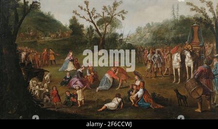 Esaias van de Velde- incontro tra Alessandro Grande con la Famiglia Darius III dopo la sconfitta C 1630 Foto Stock