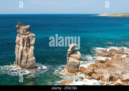 Le Colonne di pile, Carloforte, San Pietro Isola, Carbonia - Distretto di Iglesias, Sardegna, Italia, Europa Foto Stock