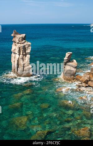 Le Colonne di pile, Carloforte, San Pietro Isola, Carbonia - Distretto di Iglesias, Sardegna, Italia, Europa Foto Stock