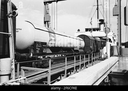 Ferrovie statali, SJ UAH 0750113-0. Treno traghetto S / S Starke, Trelleborg a Valtahamnen. Il traghetto fu costruito nel 1931 da Deutsche Werke, Kiel, Germania e fu consegnato alle ferrovie dello stato, SJ, Malmö. Ha principalmente trafficato trelleborg - Sassnitz. Nel 1967 sul nuovo traghetto ferroviario tra la Valtahamn di Stoccolma e Naantali fuori Turku Foto Stock