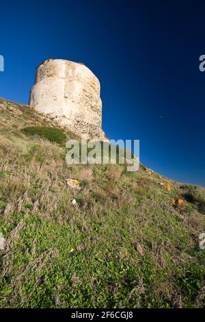 San Giovanni di Sinis torre, Sinis,Cabras, Distretto di Oristano, Sardegna, Italia, Europa Foto Stock