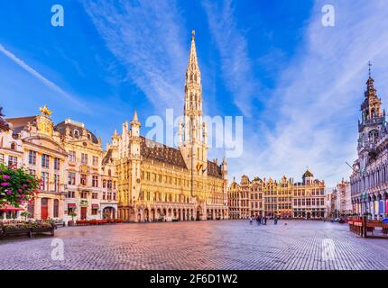 Bruxelles, Belgio. La Grand Place. La piazza del mercato circondata da Guild Halls. Foto Stock