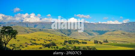 Drakensberg montagna escarpata intorno Cathkin picco nel Drakensberg centrale Foto Stock