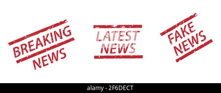 Rottura, falsi e latest notizie grunge set di francobolli in gomma, collezione Illustrazione Vettoriale