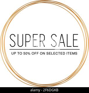 Super sale 50% di sconto su Logo Template Editable Vector Badge Gold Elegante e lussuoso, il sofisticato bordo Goldern Gradient Premium Frame Illustrazione Vettoriale