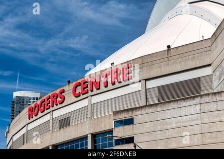 Rogers Centre segno nello stadio di casa del Blue Squadra di baseball Jays Foto Stock