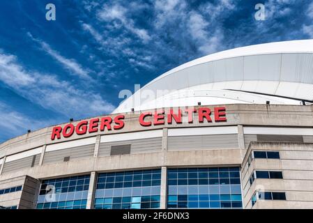 Rogers Centre segno nello stadio di casa del Blue Squadra di baseball Jays Foto Stock