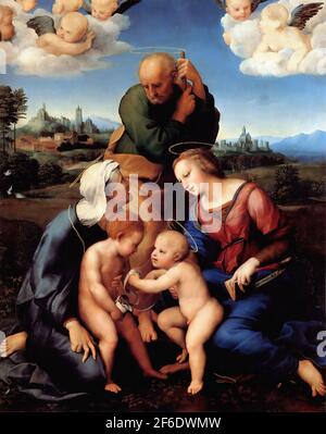 Raffaello Sanzio da Urbino - Raffaello - Santi della Sacra Famiglia Elisabetta Giovanni 1506 Foto Stock