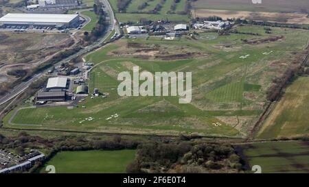 Vista aerea del City Airport & Heliport, Manchester (o Barton Airfield o Barton Aerodrome) Foto Stock
