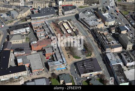 Vista aerea del centro di Shipley, vicino a Bradford, West Yorkshire Foto Stock