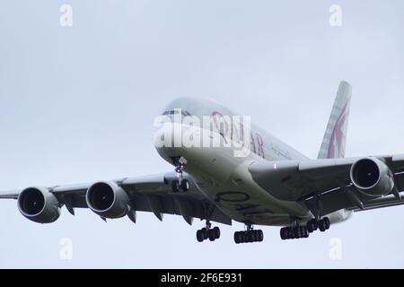 A380 DI QATAR Foto Stock