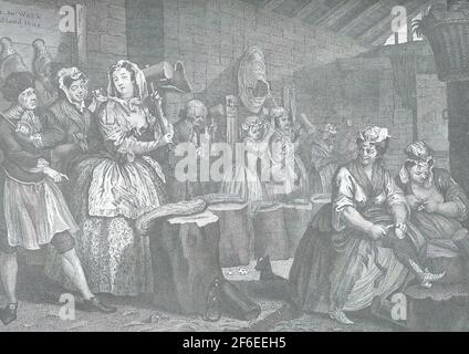 William Hogarth- Harlot S Progress Plate 4 Foto Stock