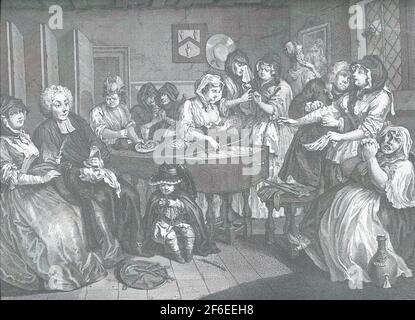 William Hogarth- Harlot S Progress Plate 6 Foto Stock