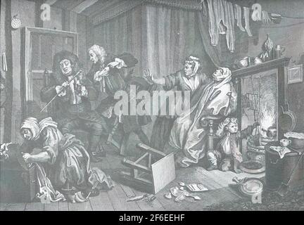 William Hogarth- Harlot S Progress Plate 5 Foto Stock