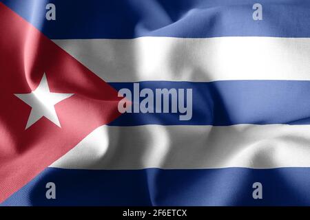 rendering 3d realistico onda bandiera di seta di Cuba Foto Stock