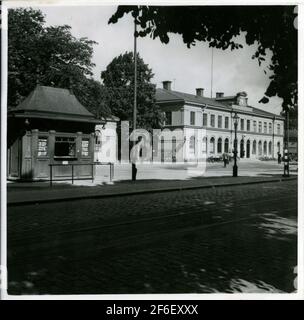 Stazione ferroviaria di Karlskrona dal lato della strada. Foto Stock