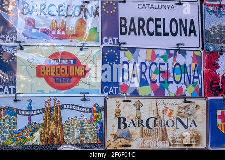 Targa in metallo da viaggio 20x30 cm Barcellona Spagna