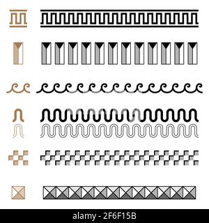 Antico greco senza giunture ornamento costruttore bordi cornici set di modelli Illustrazione Vettoriale