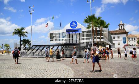 salvador, bahia, brasile - 28 dicembre 2020: Vista dell'edificio in cui opera il municipio di Salvador, nel centro storico della città. *** Loc Foto Stock