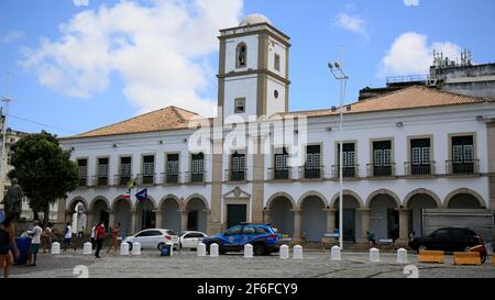 salvador, bahia, brasile - 28 dicembre 2020: Vista dell'edificio che ospita il comune della città di Salvador, nel centro storico della Foto Stock