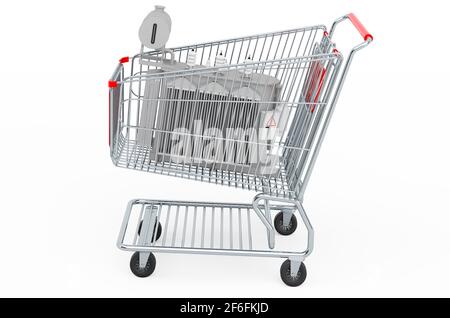 Carrello con trasformatore a olio, rendering 3D isolato su sfondo bianco Foto Stock